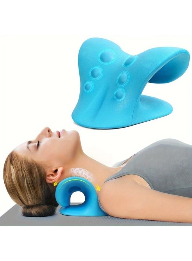Blue Neck And Shoulder Relaxer Cervical Spine Correction Ergonomic Foam Pillow For Posture Support - Image 1
